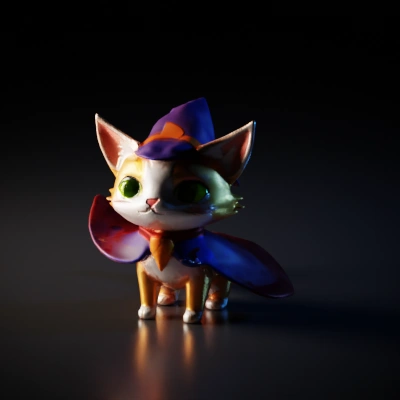 Cute cat in wizard costume, fantasy style.