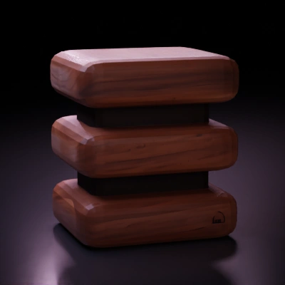 Stacked wooden blocks sculpture.