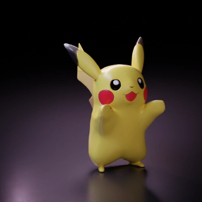 Pikachu, popular electric-type creature, cute, from Pokémon game.