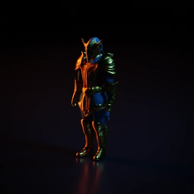 Elegant armored warrior outfit, intricate detailing, fantasy theme.