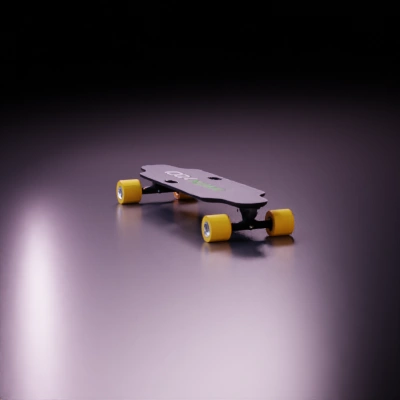 electric skateboard with logo.