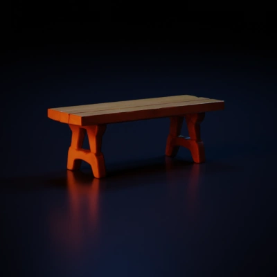 Wooden bench with simple design.
