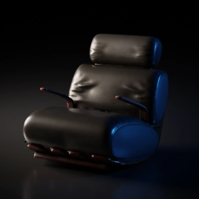 Modern cushioned armchair with wooden frame.