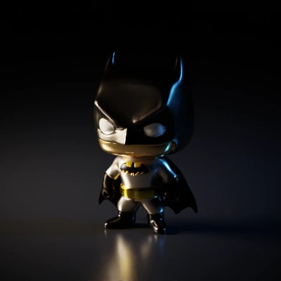 Miniature superhero figure, large head, small body.