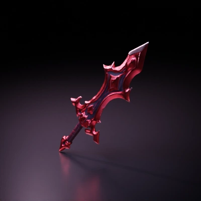Red Stylized sword game asset, hand painted texture, world of warcraft style, textured in 3D Coat