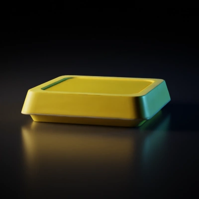 Gold-colored square button, animation asset.