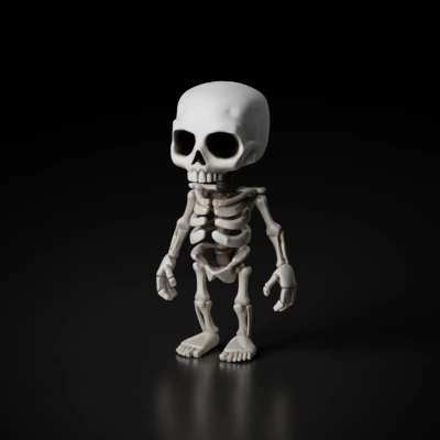 Cartoon-style human skeleton character.