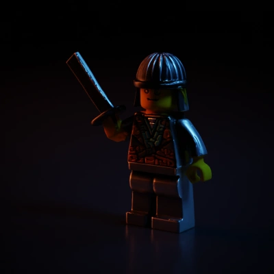 Lego knight figure with sword.