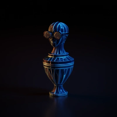Futuristic humanoid bust with VR glasses.