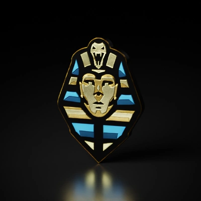 Pharaoh-themed emblem, snake motif on headgear.