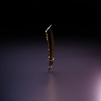 Gravestone sword with intricate details, golden blade.