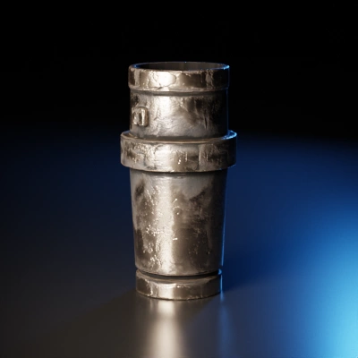 Flashlight, black, metallic, L. M, initials on it