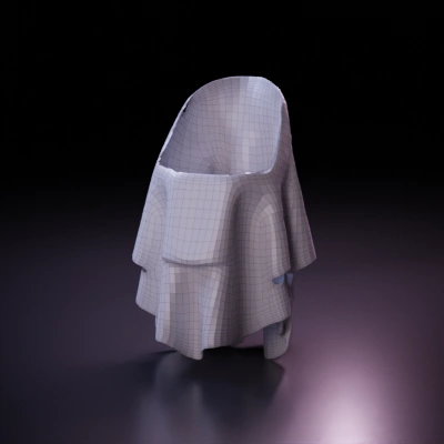 Draped cloth sculpture, realistic fabric simulation.