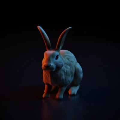 Crouching realistic rabbit.. colored