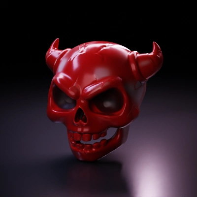 Red horned skull (stylized demon skull).