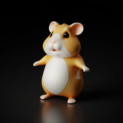 Cute cartoon hamster, smiling and standing upright.