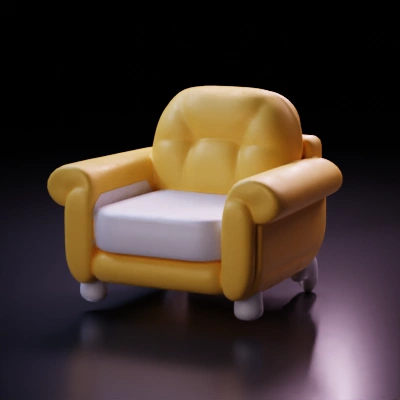 Plush armchair with cushioned seat.