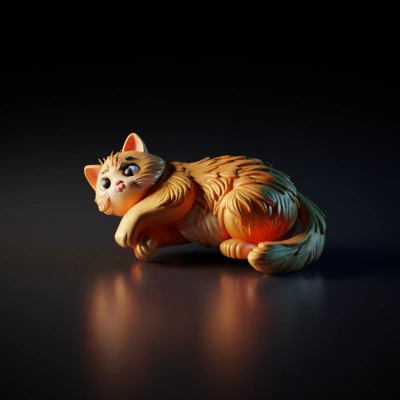 A lying orange cat.