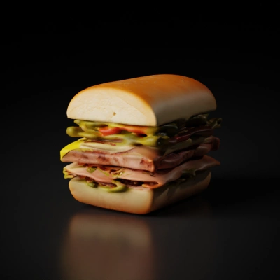 an overstuffed pastrami sandwich.