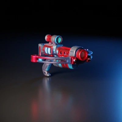 Futuristic crossbow-like weapon, sci-fi design.