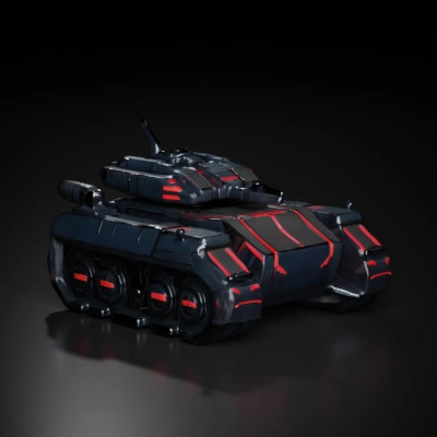 Futuristic tank with turret and tracks.
