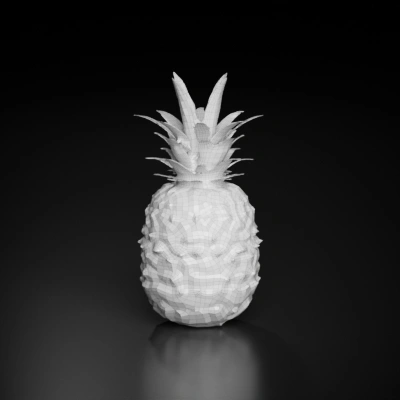 Pineapple fruit with spiky leaves.