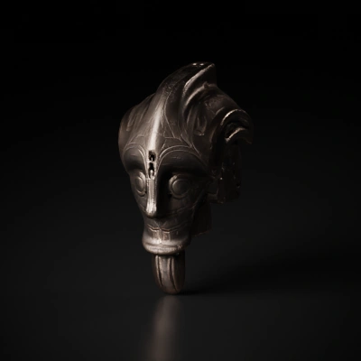 Ornate tribal mask with intricate carvings, ritual representation.