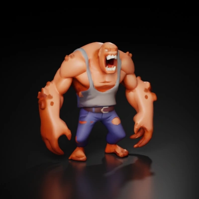 Muscular humanoid monster with ripped clothing, missing patches of skin.