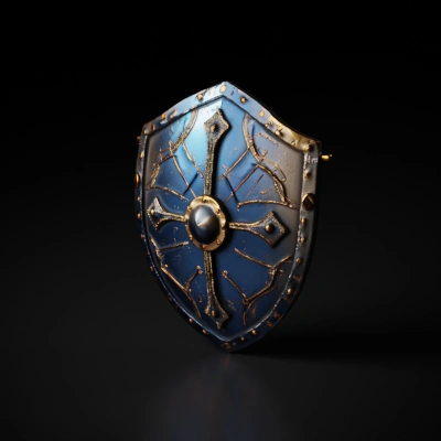 decorative medieval shield, metal, shine.