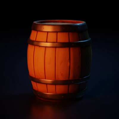 Masterpiece, oak barrel, cartoon style, 3D rendering, blender, high quality game assets