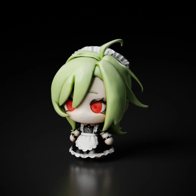 Chibi girl in maid outfit.