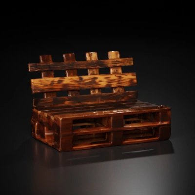 Wooden pallet with lattice structure.