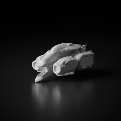 Futuristic spaceship with intricate design details. . symmetric geometry, smooth edges, complex geometry.