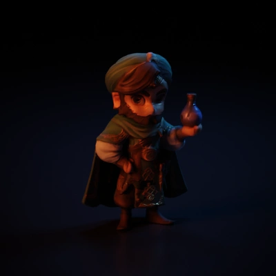 Bearded fantasy character in wizard attire.