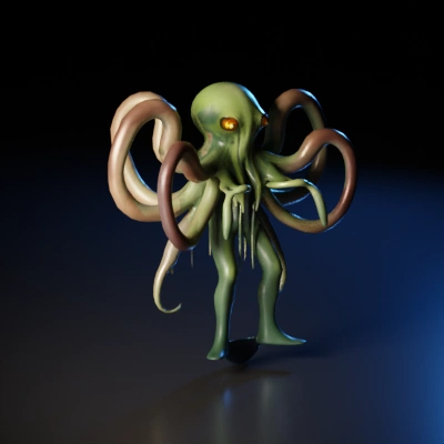 Lovecraftian octopus-headed creature with multiple tentacles.