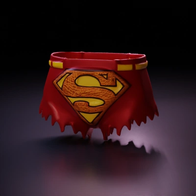 Superhero costume shorts with a distinctive emblem.