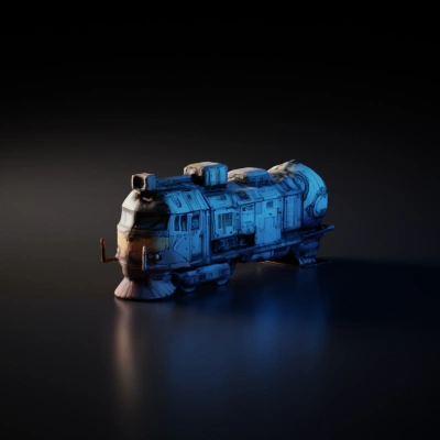 Old locomotive with futuristic modifications.
