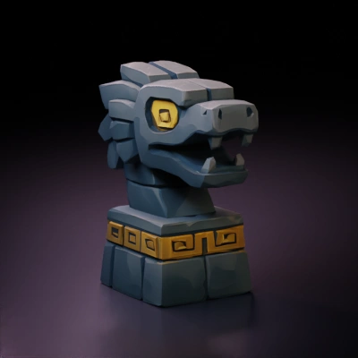Aztec-style stone serpent statue.