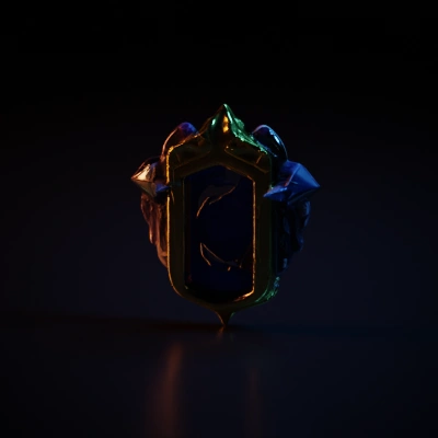 Gem in protective casing, fantasy game accessory.