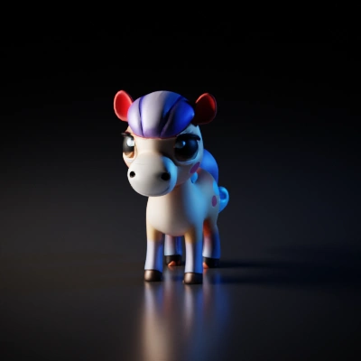 Whimsical cartoon horse, large head, big eyes.