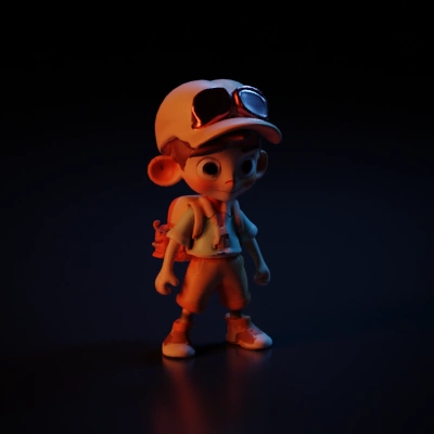 Young boy explorer in adventure outfit.
