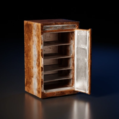 Old rusty refrigerator,.