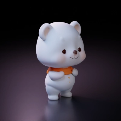 Cute cartoon bear with orange shirt.