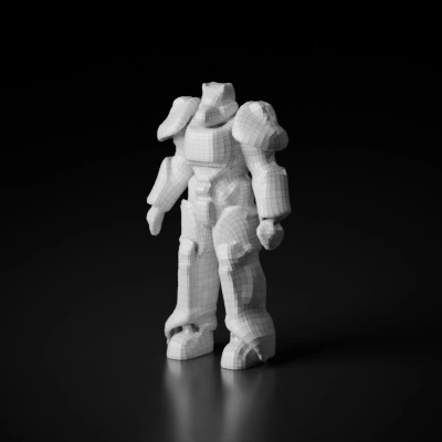 Battle-ready mech robot, humanoid design.