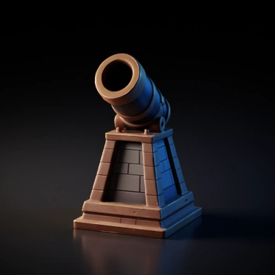 cartoonish cannon on base.