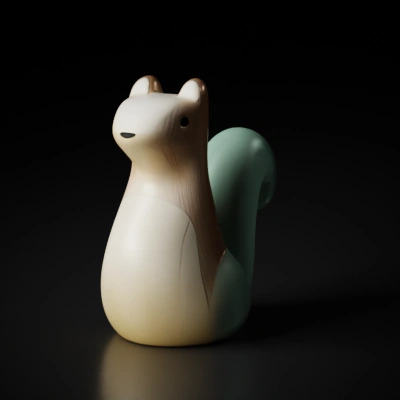 Wooden squirrel figurine with smooth finish.