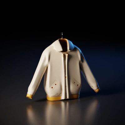 Casual bomber jacket on hanger.