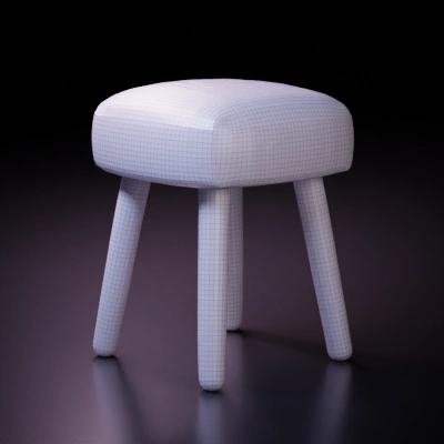 Wooden stool with upholstered top.