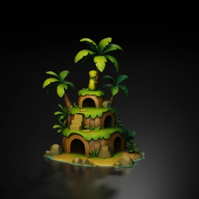 Tropical island with snake.