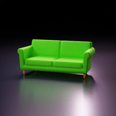 Two-seater sofa, modern design, wooden legs.